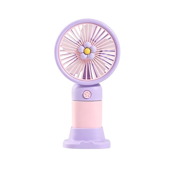 Cute Handheld Mini Fan Portable Rechargeable Small Fan with Floral Design, USB Charging, Built-in Stand, Ideal Gift for Summer Outdoor Use