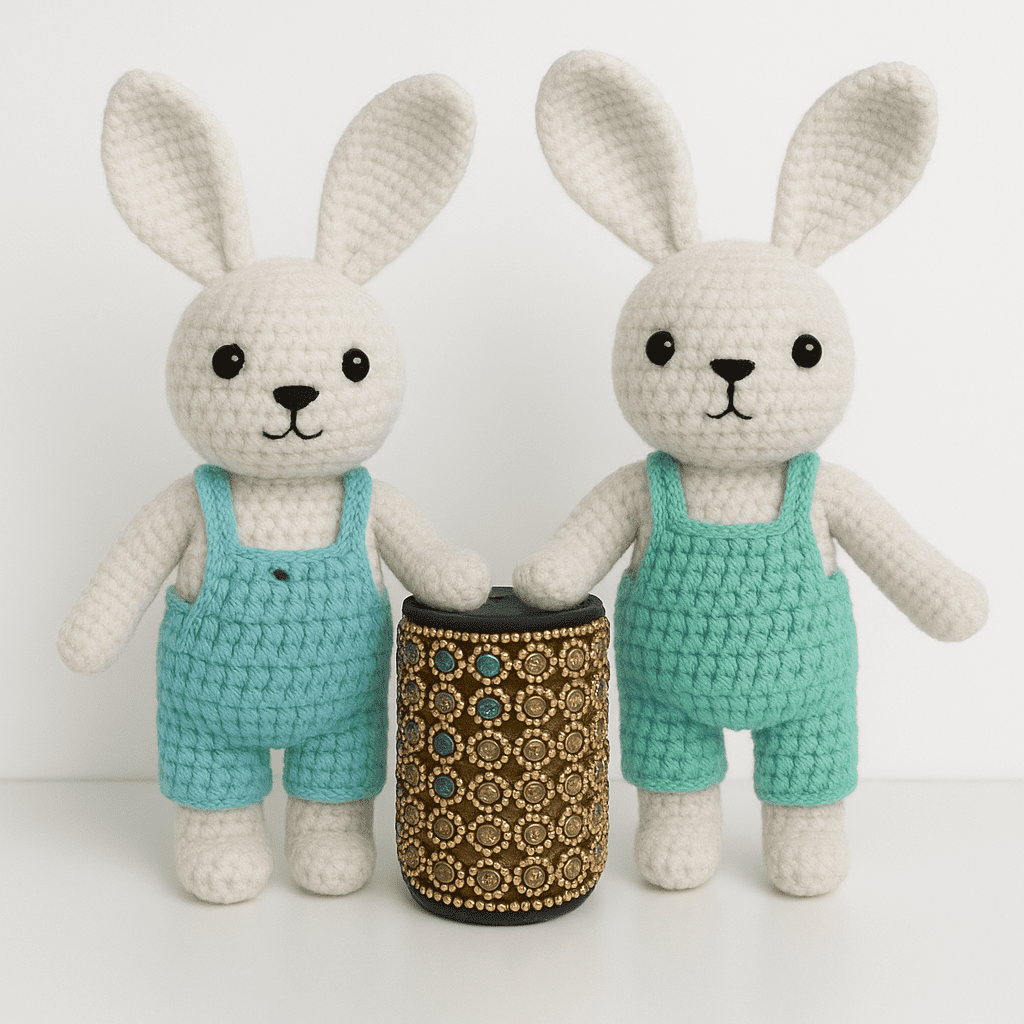 Cute Handmade Bunny Rabbit Set , Bets Gift for New Born and Kids, Amigurumi Bunny Rabbit Stuffed Toys
