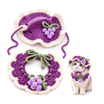thumbnail image 1 of Cute Handmade Crochet Cat Hat & Collar Set, 6 Styles Fruit Animal Knit Outfit with Adjustable Ties, Pet Costumes, Cat Accessories for Kitten Photo Shoot & Party Dress-up-F, 1 of 7