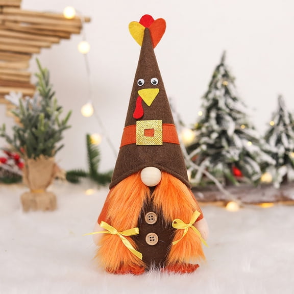 Cute Handmade Mr & Mrs Fall Turkey Swedish Tomte Gnomes Plush Table Ornaments Gift for Fall Thanksgiving Party Supplies Home Decor