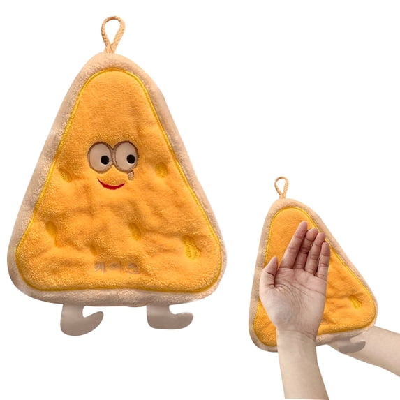 Cute Hanging Hand Towel for Kitchen & Bathroom, Soft Absorbent Coral Velvet Towel for Hands, Face, Counter, 8.7 x 7.9in Small Square Towel with Loop, 1PCS