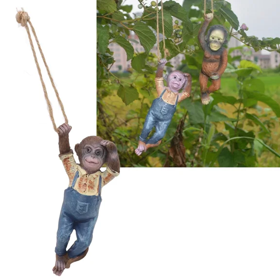 Cute Hanging Monkey Garden Statue For Outdoor Decor