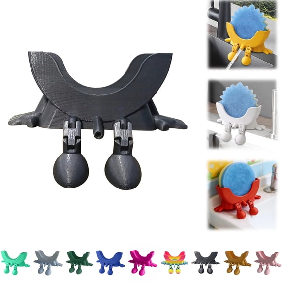 Cute Hanging Sponge Holder with Drainage - Sponge Holder with Drainage Featuring Legs and Open Draining Design, Smiley Fun Kitchen Sink Edge Stand for Daily Kitchen Cleaning