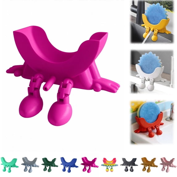 Cute Hanging Sponge Holder with Drainage - Sponge Holder with Drainage Featuring Legs and Open Draining Design, Smiley Fun Kitchen Sink Edge Stand for Daily Kitchen Cleaning