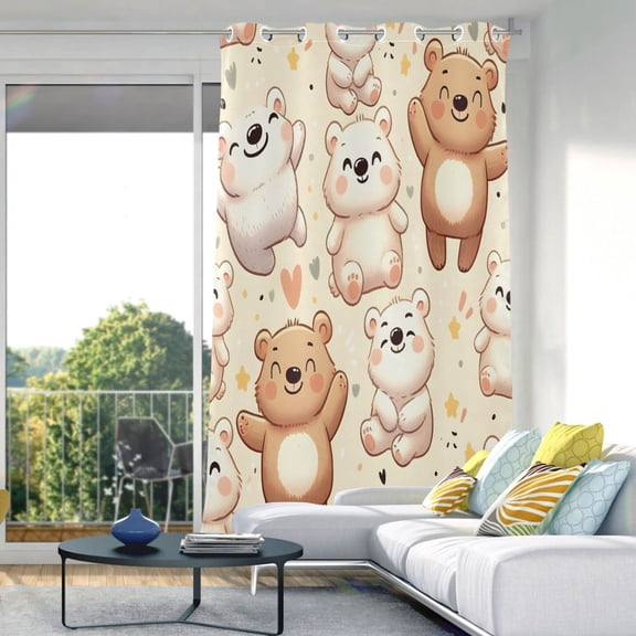 Cute Happy Bear Blackout Curtains 84"x52" Thermal Insulated Curtain 1 Panel