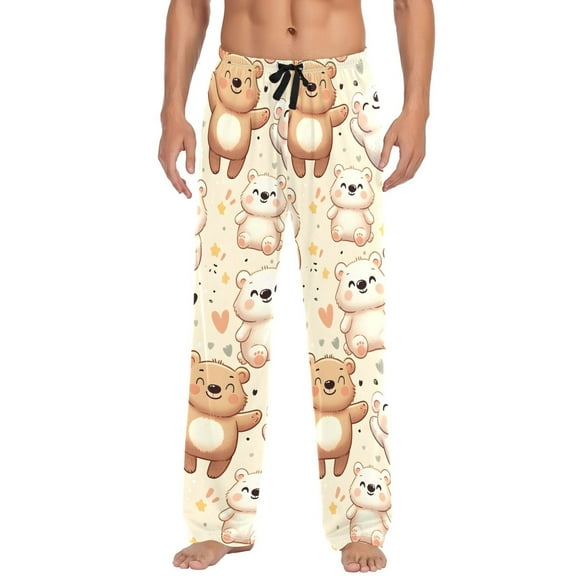 Cute Happy Bear Men's Pajama Pants Cotton Long Sleepwear Lounge Pants L