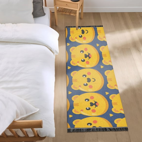 Cute Happy Bears Runner Area Rug 2x6 Soft Non-Slip Washable Bedside Carpet for Hallway Bedroom Living Room Home Decor