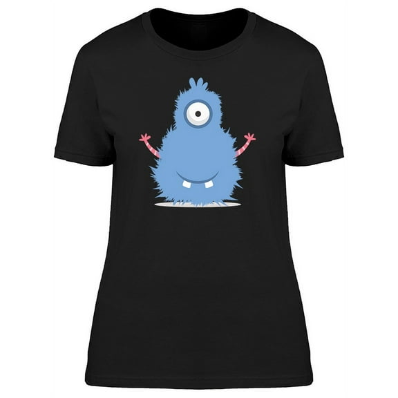 Cute Happy Blue Furry Monster T-Shirt Women -Image by Shutterstock, Female Small