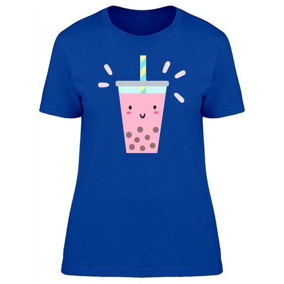 Cute Happy Bubble Tea Doodle T-Shirt Women -Image by Shutterstock, Female x-Large