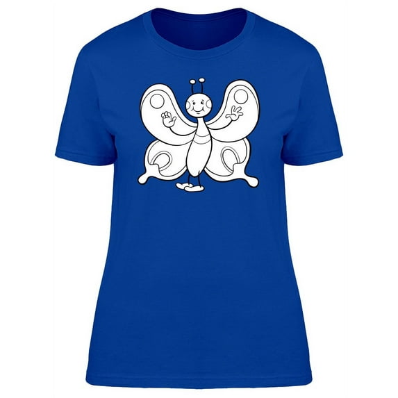 Cute Happy Butterfly Cartoon T-Shirt Women -Image by Shutterstock, Female x-Large