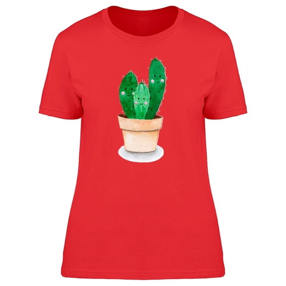 Cute Happy Cactuses In A Pot T-Shirt Women -Image by Shutterstock, Female Small
