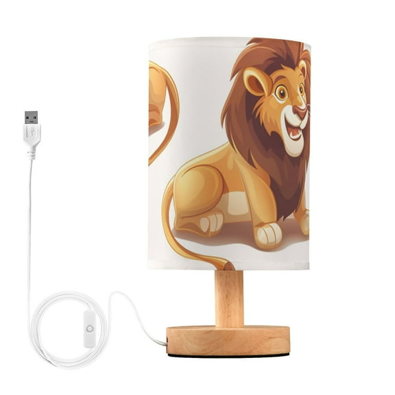 Cute Happy Cartoon Lions Table Lamp with USB Port LED Warm Light Lamp Night Light Home Decor
