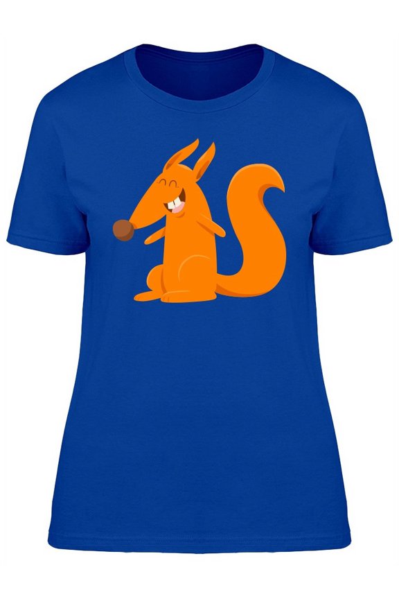 Cute Happy Cartoon Squirrel T-Shirt Women -Image by Shutterstock, Female Large