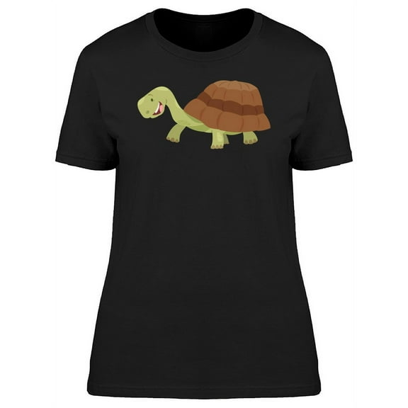 Cute Happy Cartoon Turtle T-Shirt Women -Image by Shutterstock, Female Medium