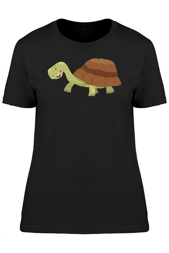Cute Happy Cartoon Turtle T-Shirt Women -Image by Shutterstock, Female Medium