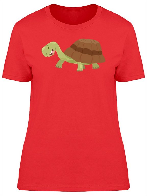 Cute Happy Cartoon Turtle T-Shirt Women -Image by Shutterstock, Female Medium