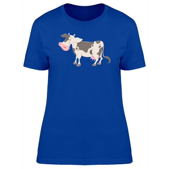 Cute Happy Cow Doodle T-Shirt Women -Image by Shutterstock, Female Large