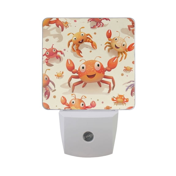 Cute Happy Crabs Night Light 2 Pack LED Nightlight Plug into Wall Dusk to Dawn Sensor Soft White