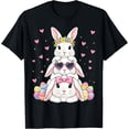 thumbnail image 1 of Cute Happy Easter Bunny Stack Floral Easter Eggs Girl Kids T-Shirt- Classic Cotton Crew Neck T-Shirt 2026 Trendy Easter Bunny Egg Graphic Tee Heavyweight Casual Top for Adults, 1 of 7