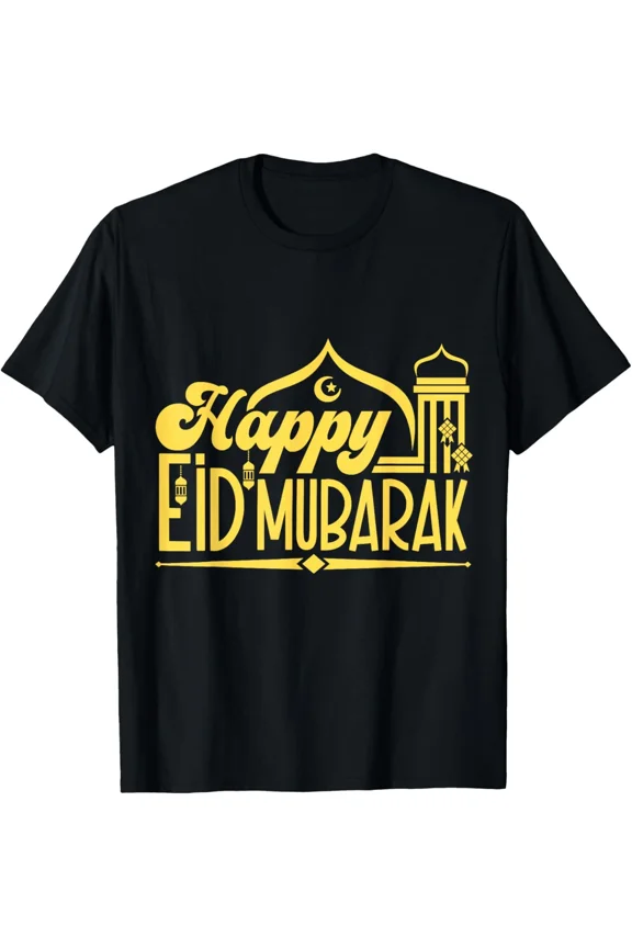 Cute Happy Eid Mubarak Al Fitr The Islamic Holidays New Unisex T-Shirt, up to size 5xl