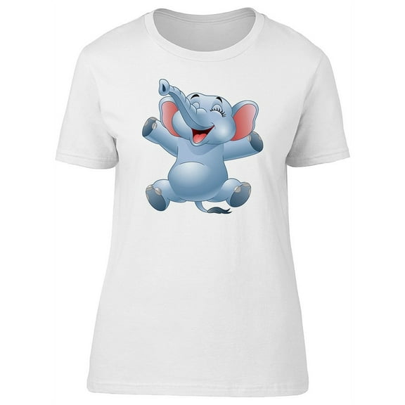 Cute Happy Elephant Smiling T-Shirt Women -Image by Shutterstock, Female Small