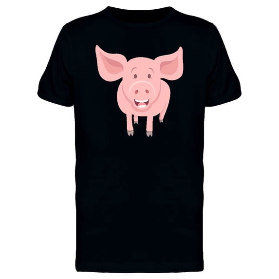 Cute Happy Farm Pig Cartoon Tee Men's -Image by Shutterstock