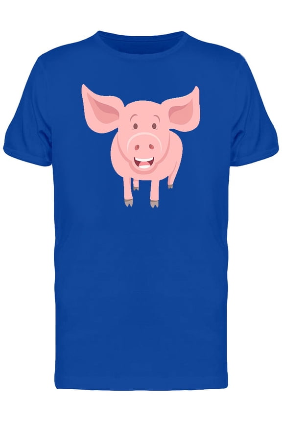 Cute Happy Farm Pig Cartoon T-Shirt Men -Image by Shutterstock, Male Large