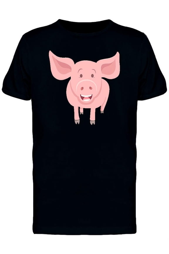 Cute Happy Farm Pig Cartoon T-Shirt Men -Image by Shutterstock, Male Medium