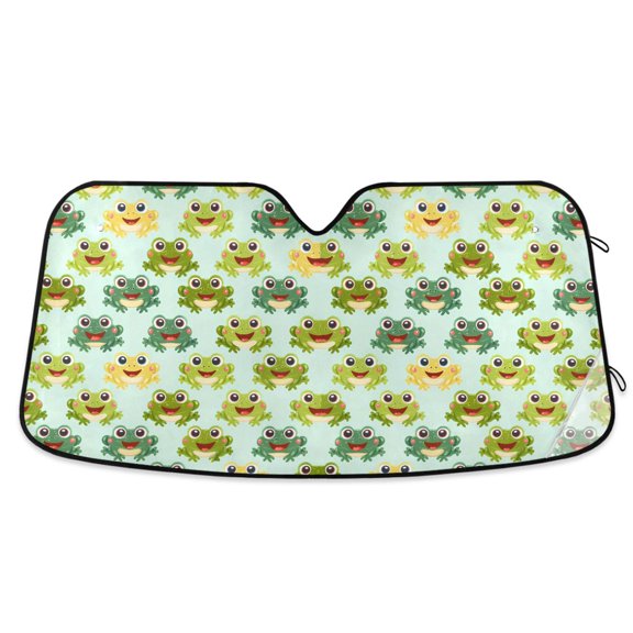 Cute Happy Frogs Car Windshield Sun Shade Foldable Car Front Window Visor Heat and UV Protection 53x23.5