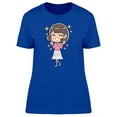 thumbnail image 1 of Cute Happy Girl Cartoon T-Shirt Women -Image by Shutterstock, Female x-Large, 1 of 2