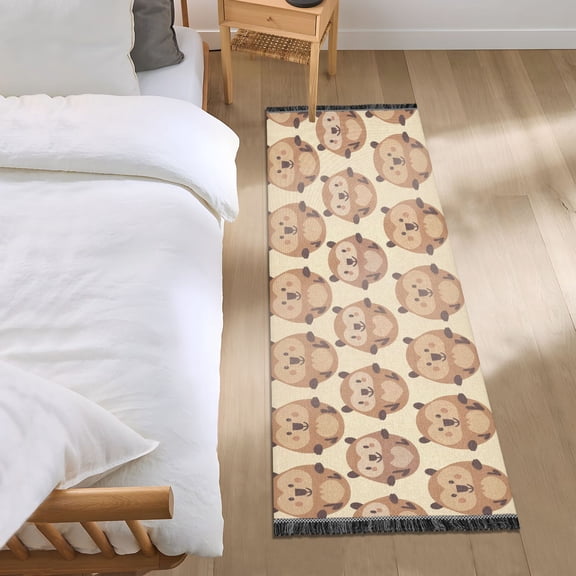 Cute Happy Groundhog Runner Area Rug 2x6 Soft Non-Slip Washable Bedside Carpet for Hallway Bedroom Living Room Home Decor