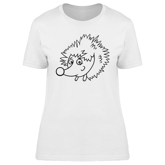 Cute Happy Hedgehog Doodle T-Shirt Women -Image by Shutterstock, Female x-Large