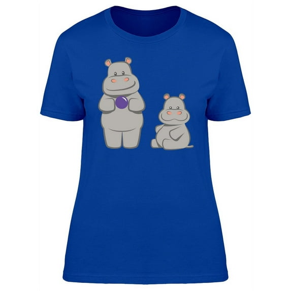 Cute Happy Hippos Cartoon Tee Women's -Image by Shutterstock