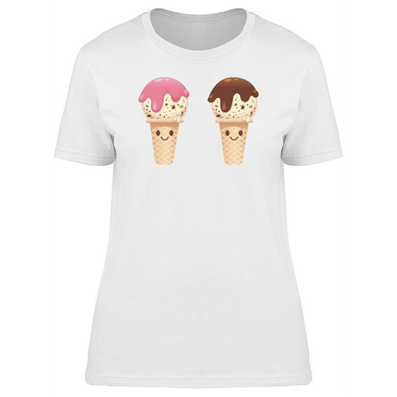 Cute Happy Ice Cream Cones T-Shirt Women -Image by Shutterstock, Female XX-Large
