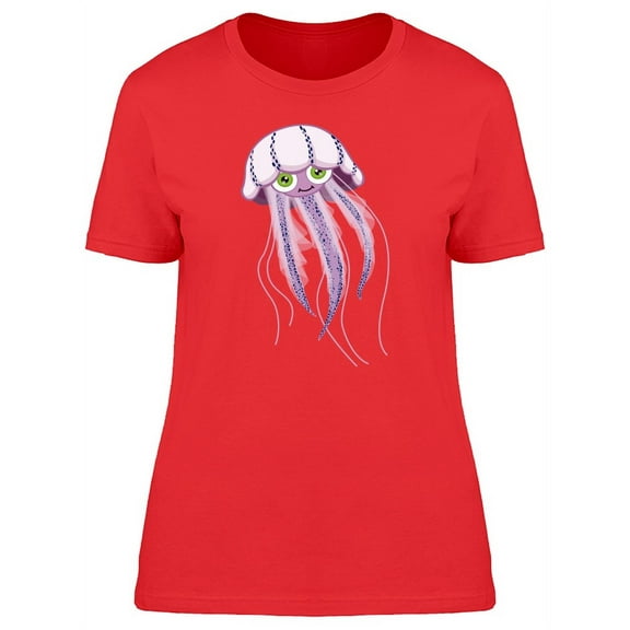 Cute Happy Jellyfish Cartoon T-Shirt Women -Image by Shutterstock, Female Small