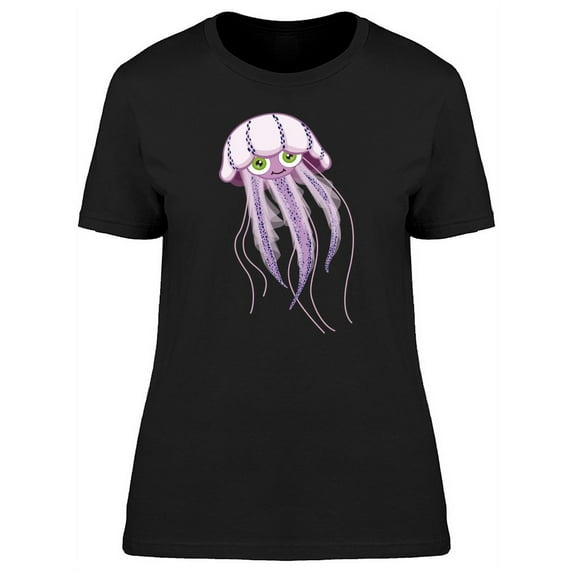 Cute Happy Jellyfish Cartoon T-Shirt Women -Image by Shutterstock, Female x-Large