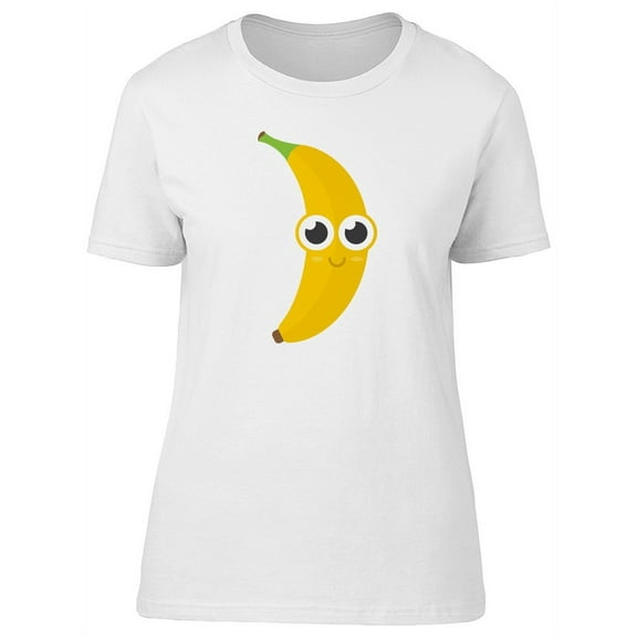 Cute Happy Kawaii Banana Fruit T-Shirt Women -Image by Shutterstock, Female Medium