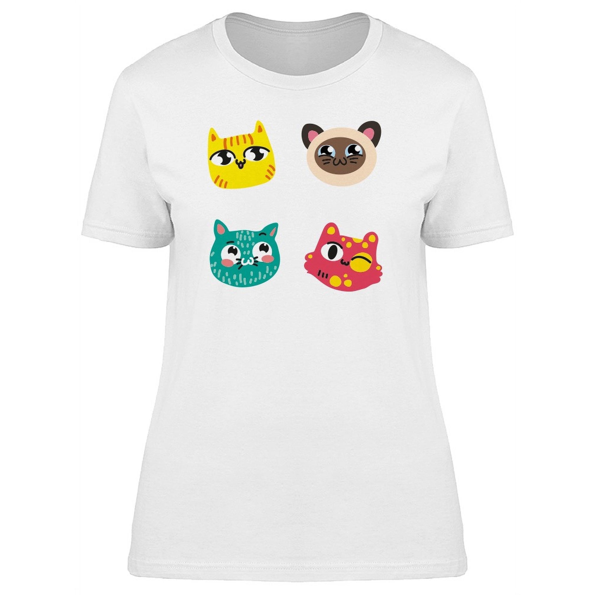 Cute Happy Kitten Doodles TShirt Women Image by Shutterstock, Female