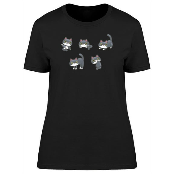 Cute Happy Kittens Doodles T-Shirt Women -Image by Shutterstock, Female x-Large