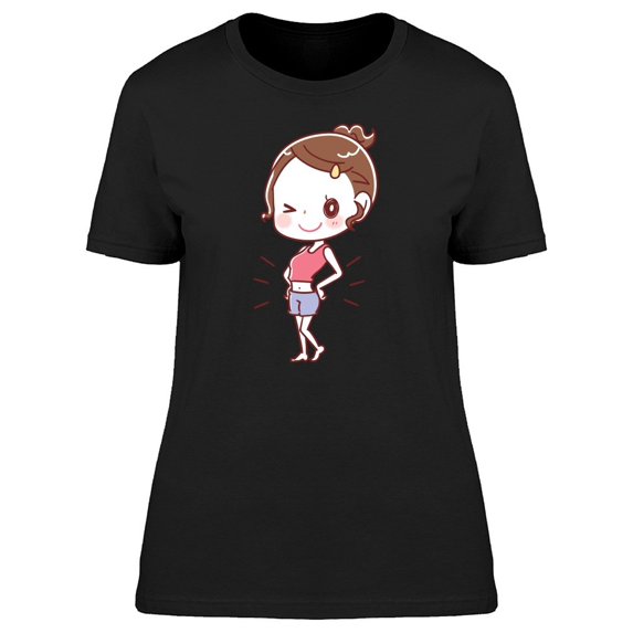 Cute Happy Lady Cartoon Tee Women's -Image by Shutterstock