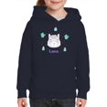 thumbnail image 1 of Cute Happy Lama Face Hoodie Juniors -Image by Shutterstock,  Small, 1 of 4