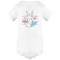 thumbnail image 1 of Cute Happy Little Bunny Bodysuit Infant -Image by Shutterstock,  6 Months, 1 of 2