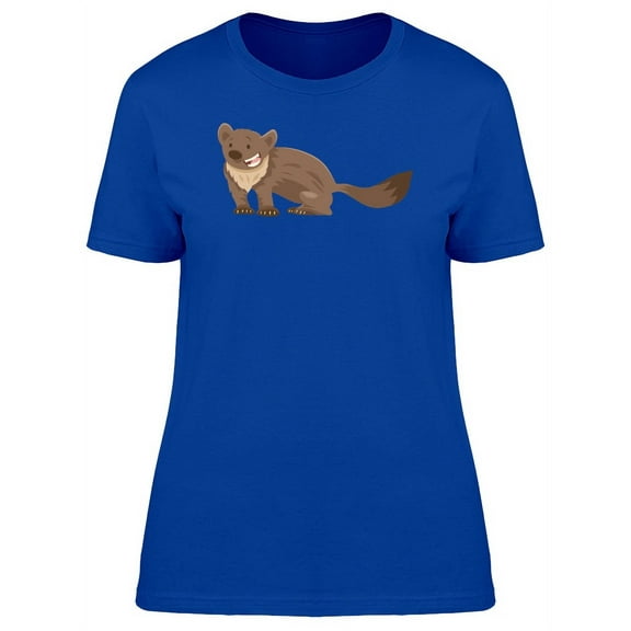 Cute Happy Marten Cartoon T-Shirt Women -Image by Shutterstock, Female Small