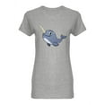 thumbnail image 1 of Cute Happy Narwhal Shaped T-Shirt Women -Image by Shutterstock, Female Large, 1 of 2