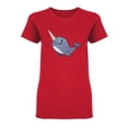 thumbnail image 1 of Cute Happy Narwhal Shaped T-Shirt Women -Image by Shutterstock, Female Small, 1 of 2