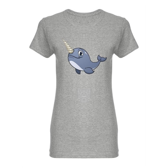Cute Happy Narwhal Shaped T-Shirt Women -Image by Shutterstock, Female Small