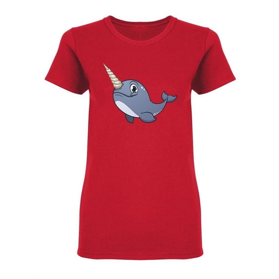 Cute Happy Narwhal Shaped T-Shirt Women -Image by Shutterstock, Female x-Large