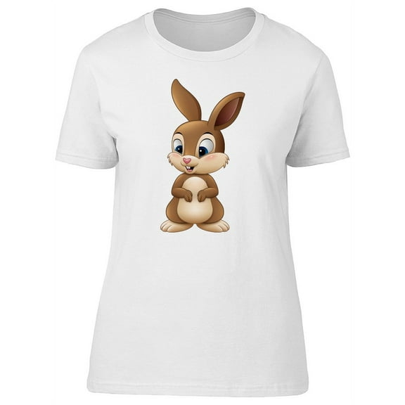 Cute Happy Rabbit Cartoon T-Shirt Women -Image by Shutterstock, Female Medium