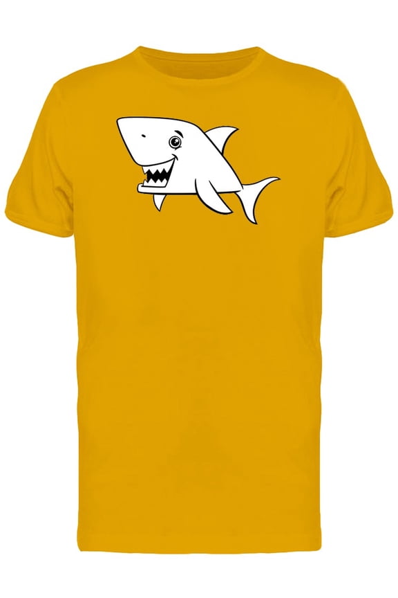 Cute Happy Shark Doodle Cartoon T-Shirt Men -Image by Shutterstock, Male Large