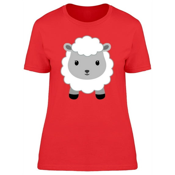 Cute Happy Sheep Cartoon T-Shirt Women -Image by Shutterstock, Female Large